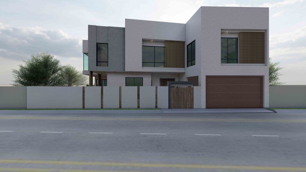 Front elevation with boudary-